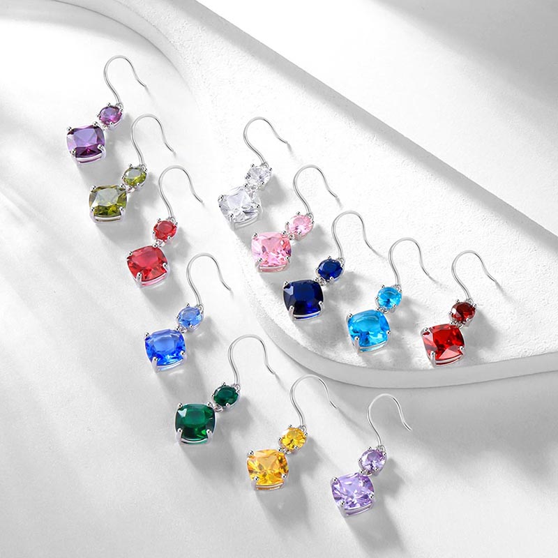 Tokyo Mart Women Dangle Birthstone Earrings Fish Hook Long Drop Earrings Jewelry Birthday Christmas Gifts for Girls