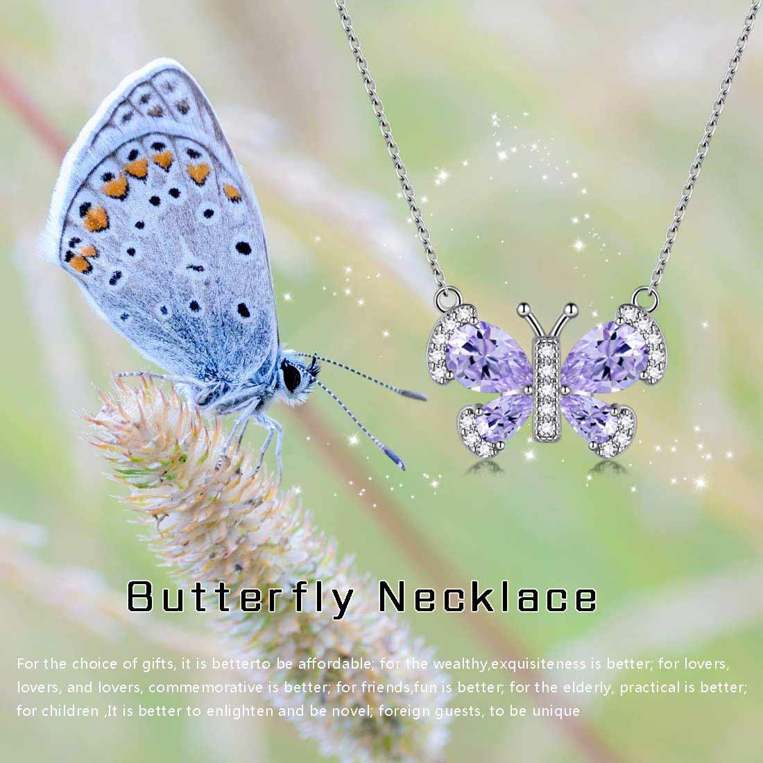 Tokyo Mart Butterfly Necklace Birthstone June Alexandrite Pendant Women Girls Jewelry Birthday Gift