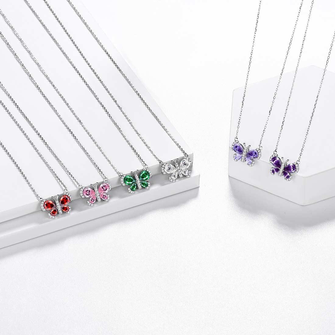 Tokyo Mart Butterfly Necklace Birthstone May Emerald Pendant Women Girls Jewelry Birthday Gift