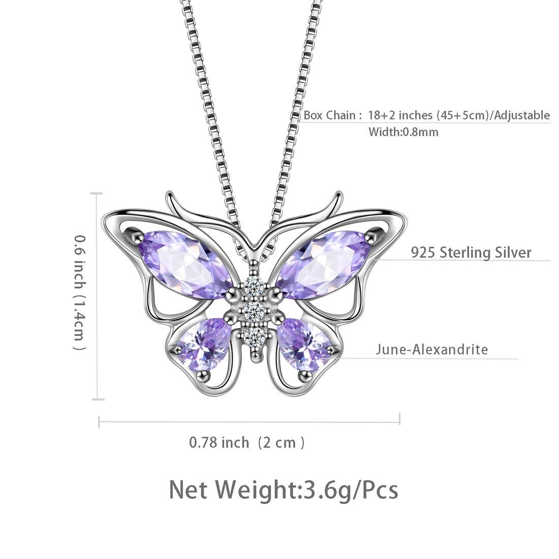 Tokyo Mart Butterfly Pendant Necklace Birthstone June Alexandrite Women Girls Jewelry Birthday Gift