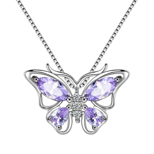 Tokyo Mart Butterfly Pendant Necklace Birthstone June Alexandrite Women Girls Jewelry Birthday Gift