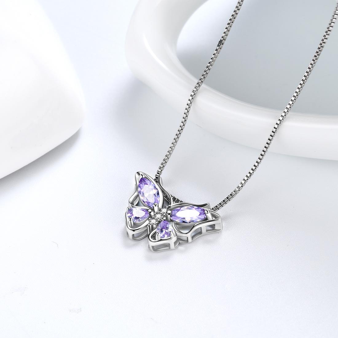 Tokyo Mart Butterfly Pendant Necklace Birthstone June Alexandrite Women Girls Jewelry Birthday Gift