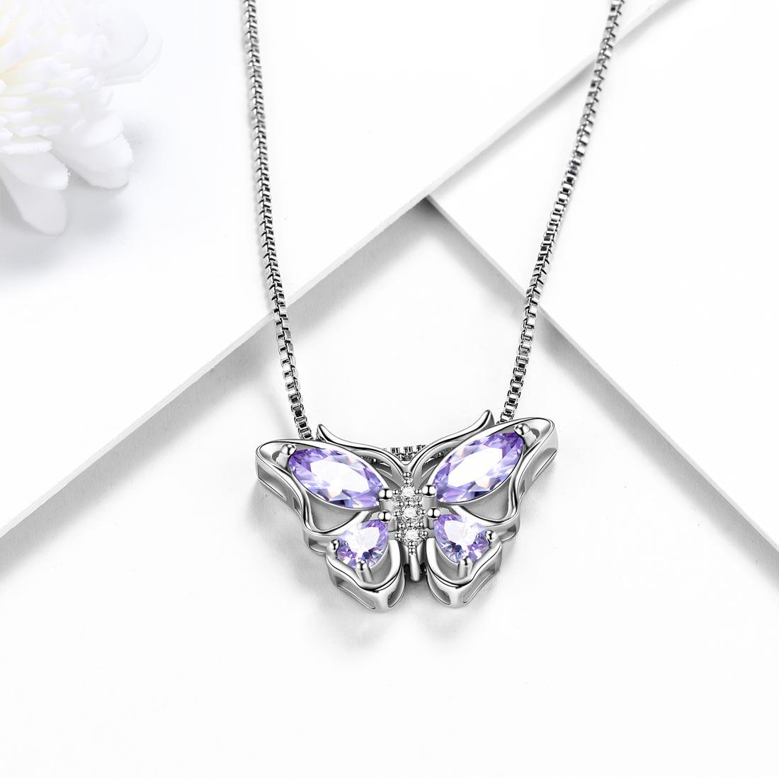 Tokyo Mart Butterfly Pendant Necklace Birthstone June Alexandrite Women Girls Jewelry Birthday Gift