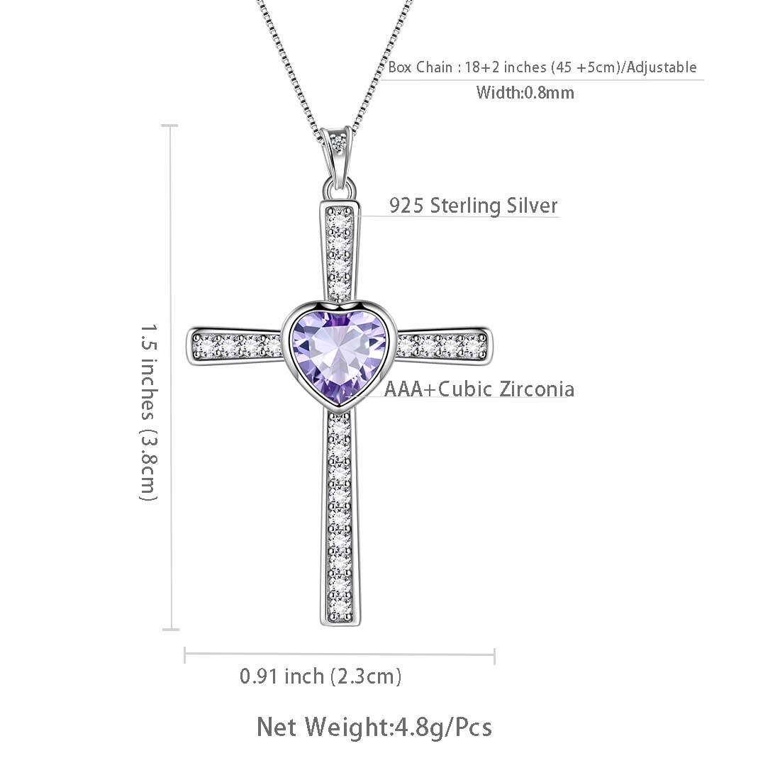 Tokyo Mart Heart Birthstone June Alexandrite Cross Necklace Pendant Women Girls Jewelry Birthday Gift