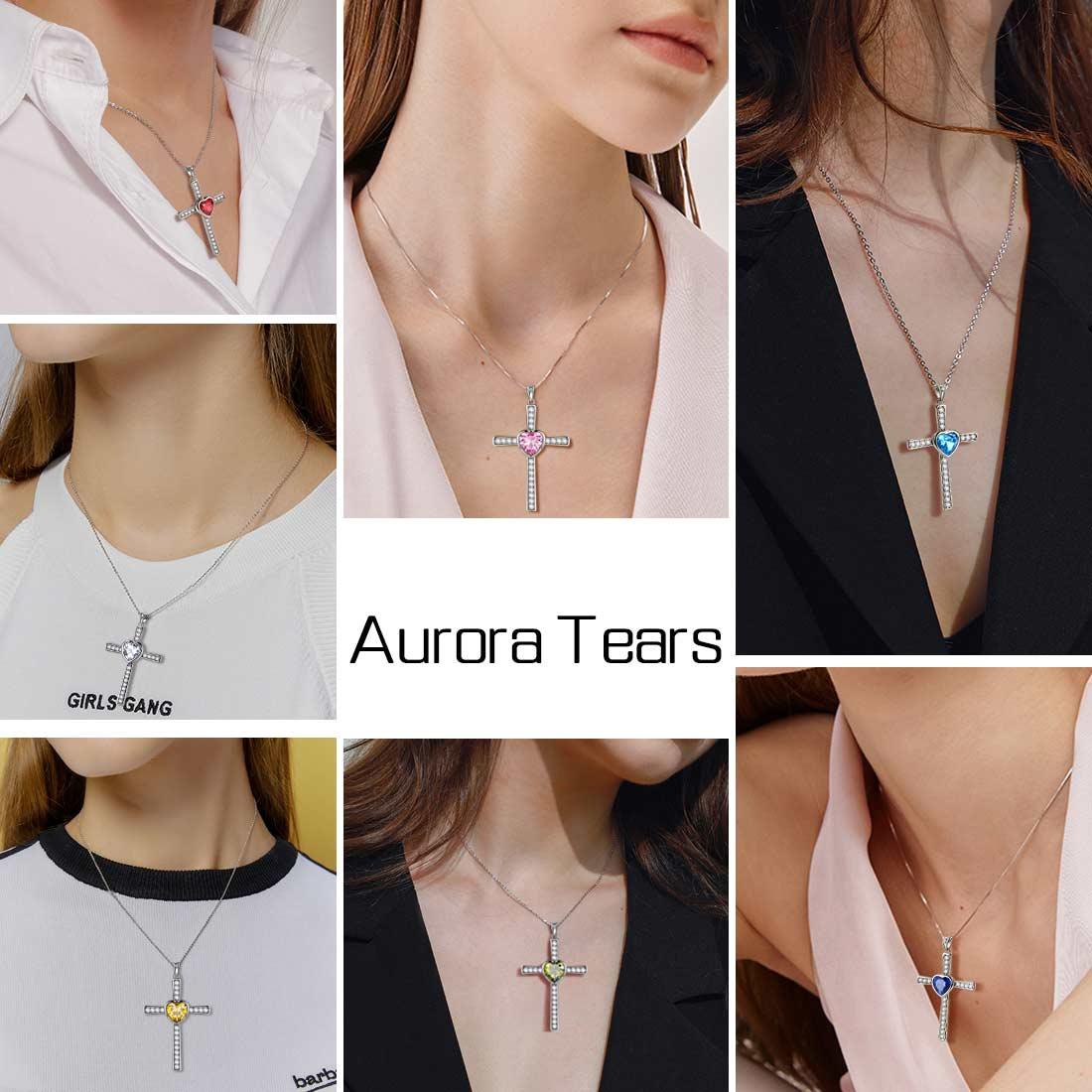 Tokyo Mart Heart Birthstone November Citrine Cross Necklace Pendant Women Girls Jewelry Birthday Gift