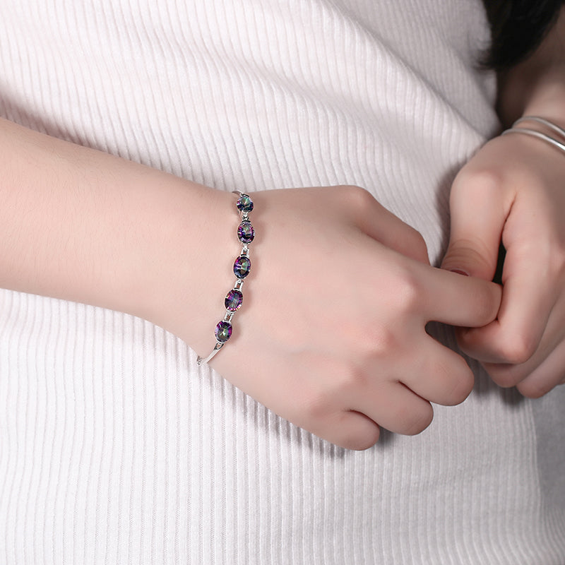 Tokyo Mart Women Bracelet Vintage Rainbow Mystic Topaz Gemstone Jewelry Gifts 925 Sterling Silver