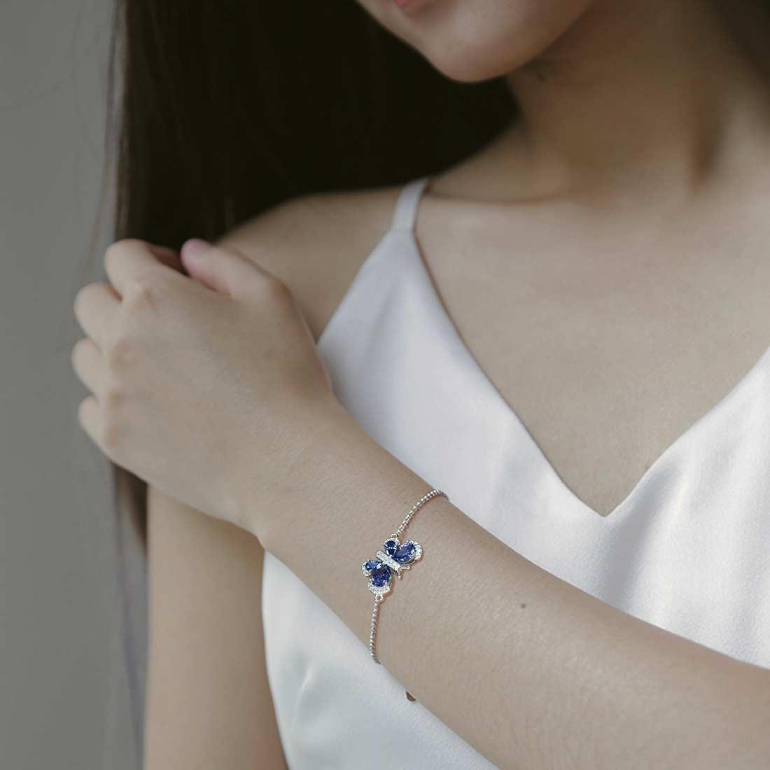 Tokyo Mart Butterfly Bracelet Birthstone December Tanzanite Crystal Women Girls Jewelry Birthday Gift