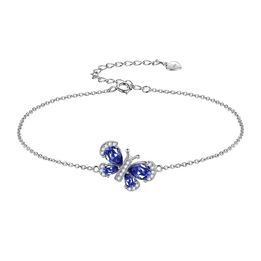 Tokyo Mart Butterfly Bracelet Birthstone December Tanzanite Crystal Women Girls Jewelry Birthday Gift