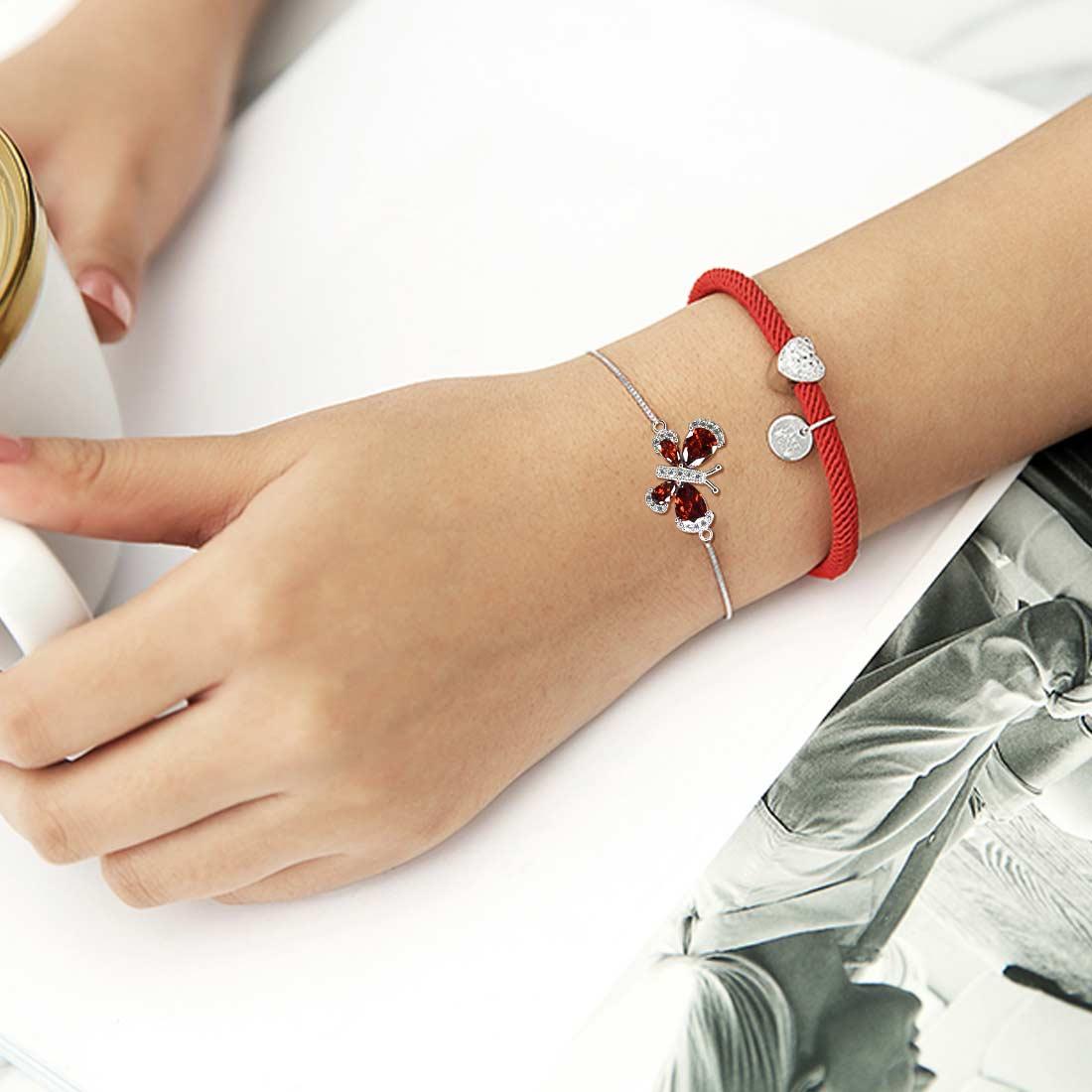 Tokyo Mart Butterfly Bracelet Birthstone January Garnet Crystal Women Girls Jewelry Birthday Gift