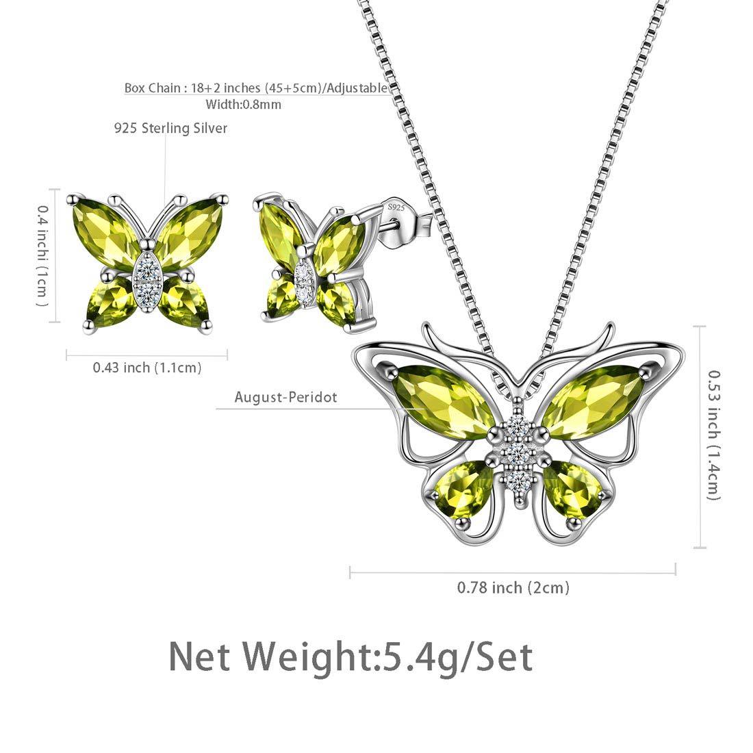 Tokyo Mart Butterfly Jewelry Set Birthstone August Peridot Women Girls Birthday Gift