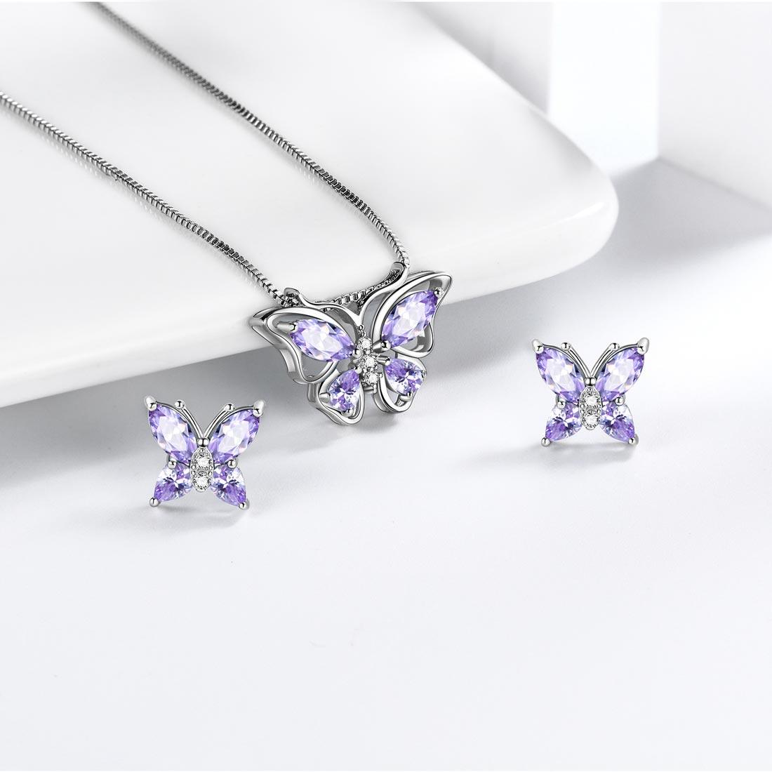 Tokyo Mart Butterfly Jewelry Set Birthstone June Alexandrite Women Girls Birthday Gift