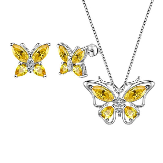 Tokyo Mart Butterfly Jewelry Set Birthstone November Citrine Women Girls Birthday Gift