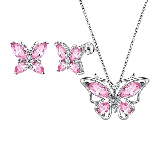 Tokyo Mart Butterfly Jewelry Set Birthstone October Tourmaline Women Girls Birthday Gift