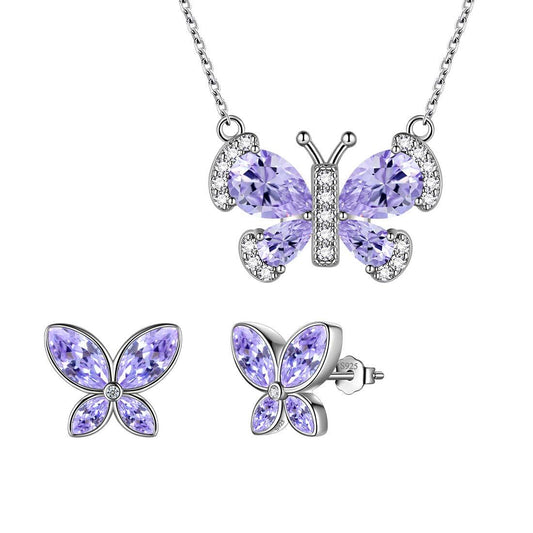 Tokyo Mart Butterfly Birthstone June Alexandrite Jewelry Set 3PCS Women Girls Birthday Gift