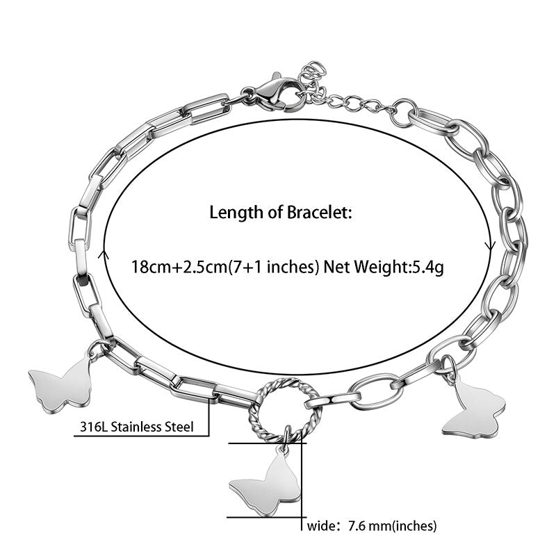 Tokyo Mart Women Butterfly Link Bracelets Jewelry Stainless Steel