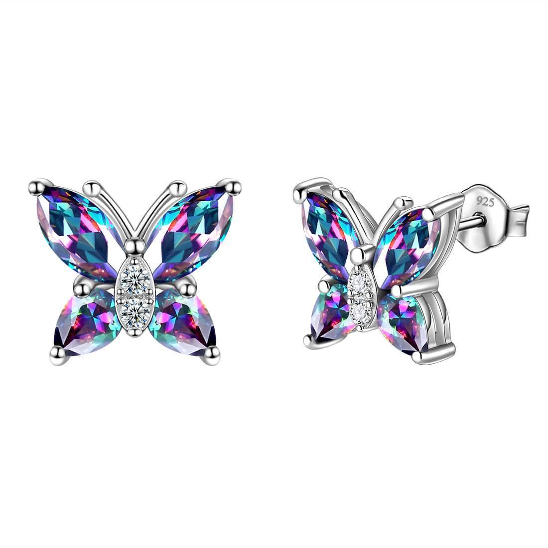 Tokyo Mart Butterfly Stud Earrings Women Birthstone Jewelry Birthday Gifts 925 Sterling Silver