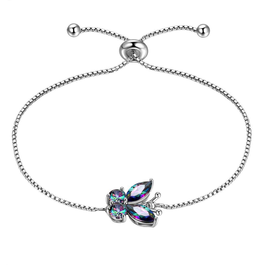 Tokyo Mart Women Butterfly Bracelet Birthstone Jewelry Gift Girls 925 Sterling Silver