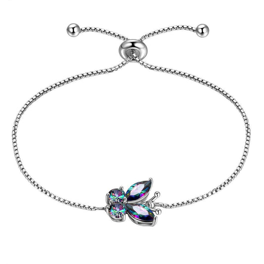 Tokyo Mart Butterfly Rainbow Mystic Topaz Bracelet Women Girls Jewelry Gift Sterling Silver