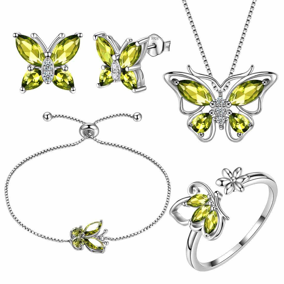 Tokyo Mart Women Butterfly Necklace Earrings Ring Bracelet Jewelry Set Birthday Gift 925 Sterling Silver