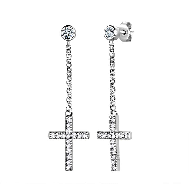 Tokyo Mart Women Cross Earrings 925 Sterling Silver Stud Dangle Earrings Christian Religious Jewelry Mens Easter Gifts