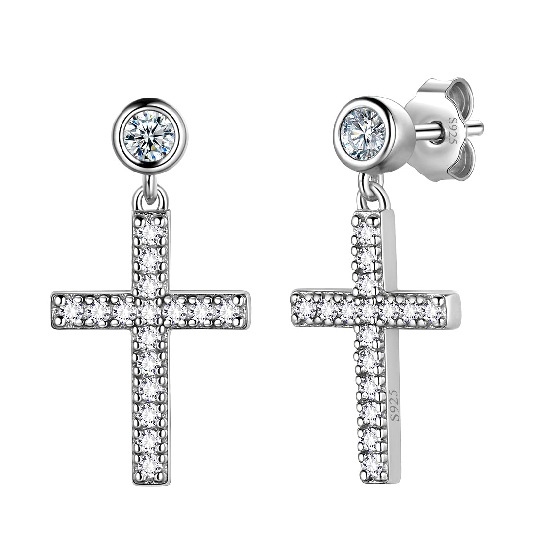 Tokyo Mart Women Cross Earrings 925 Sterling Silver Stud Dangle Earrings Christian Religious Jewelry Mens Easter Gifts