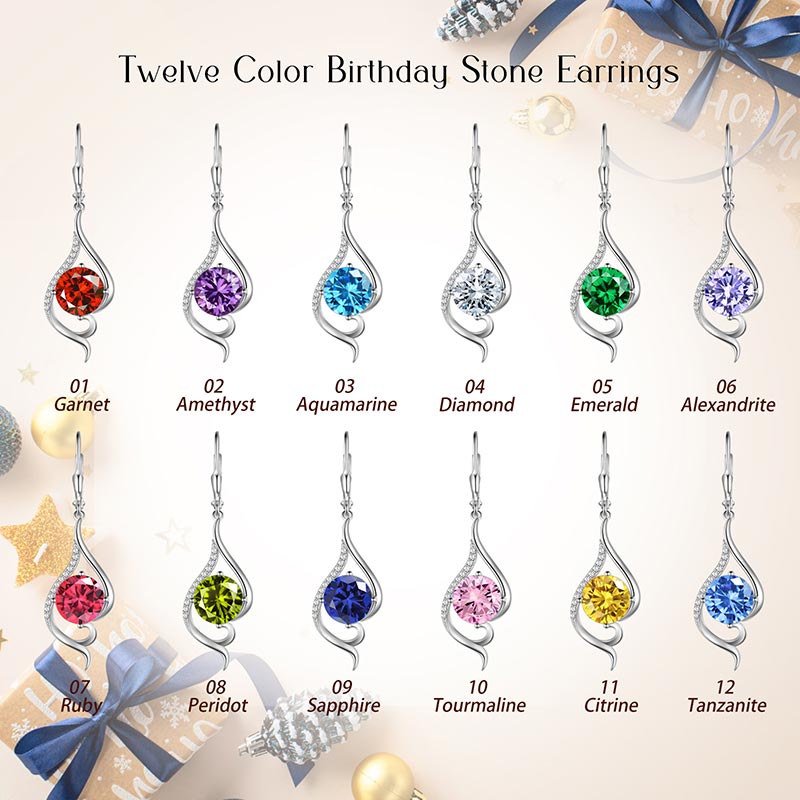 Tokyo Mart Women Dangle Earrings Birthstone Tail Hanging Long Drop Jewelry Leverback 925 Sterling Silver Birthday Gifts