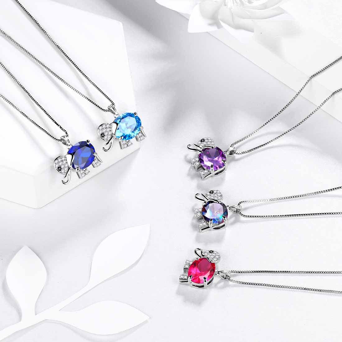 Tokyo Mart Elephant Rainbow Mystic Topaz Necklace Pendant Women Girls Jewelry Birthday Gift