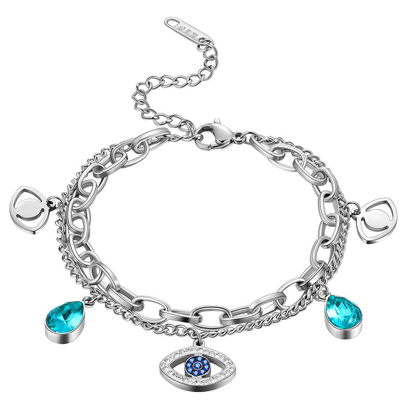 Tokyo Mart Women Evil Eye Link Bracelets Jewelry Stainless Steel