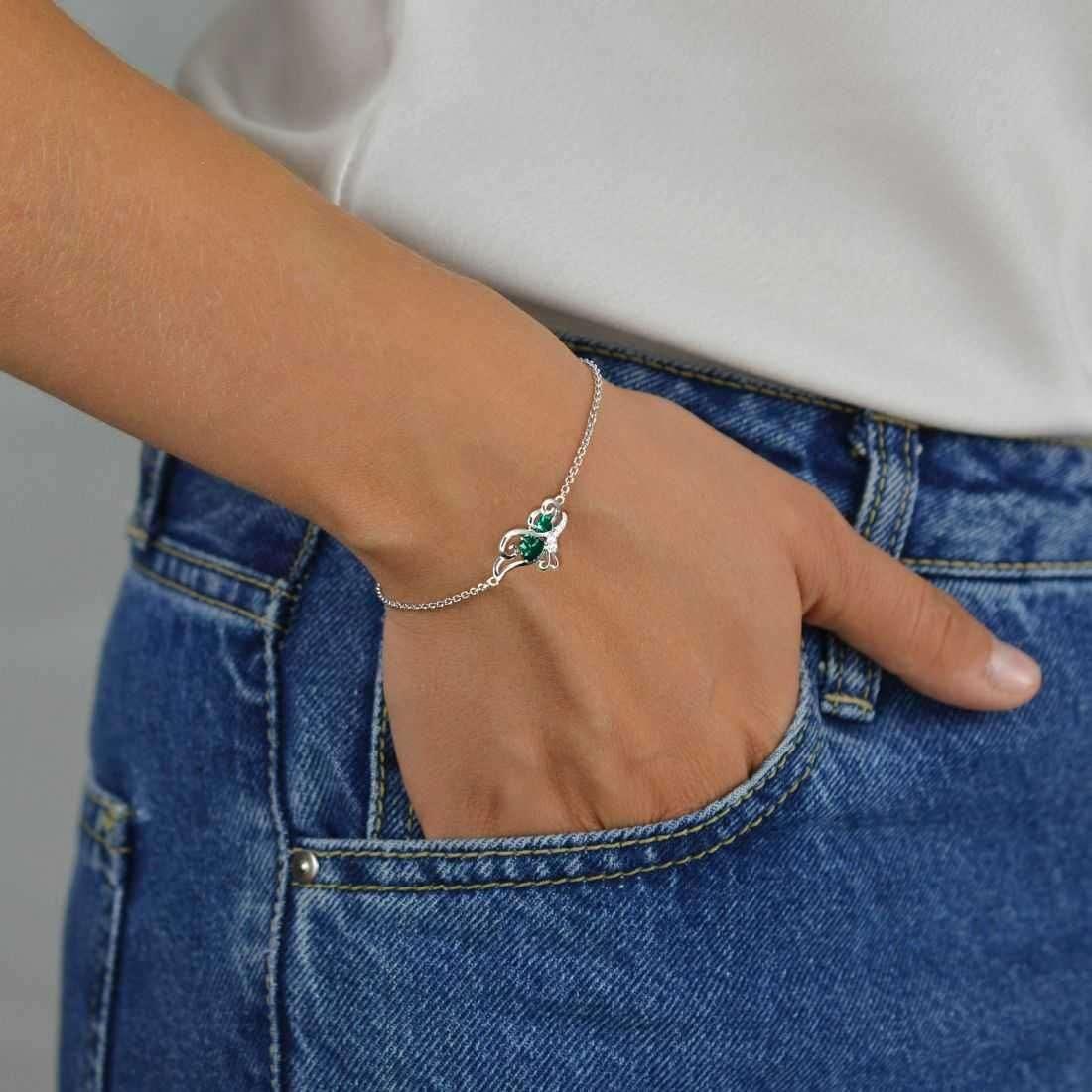 Tokyo Mart Butterfly Birthstone May Emerald Bracelet Women Girls Jewelry Birthday Gift 925 Sterling Silver