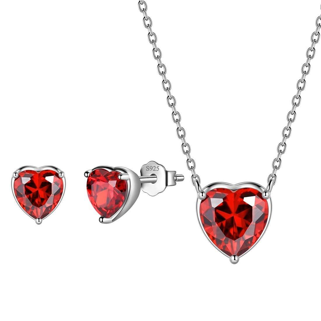 Tokyo Mart Women Hearts Jewelry Sets 3PCS Birthstone Girls Jewelry Birthday Gift Sterling Silver