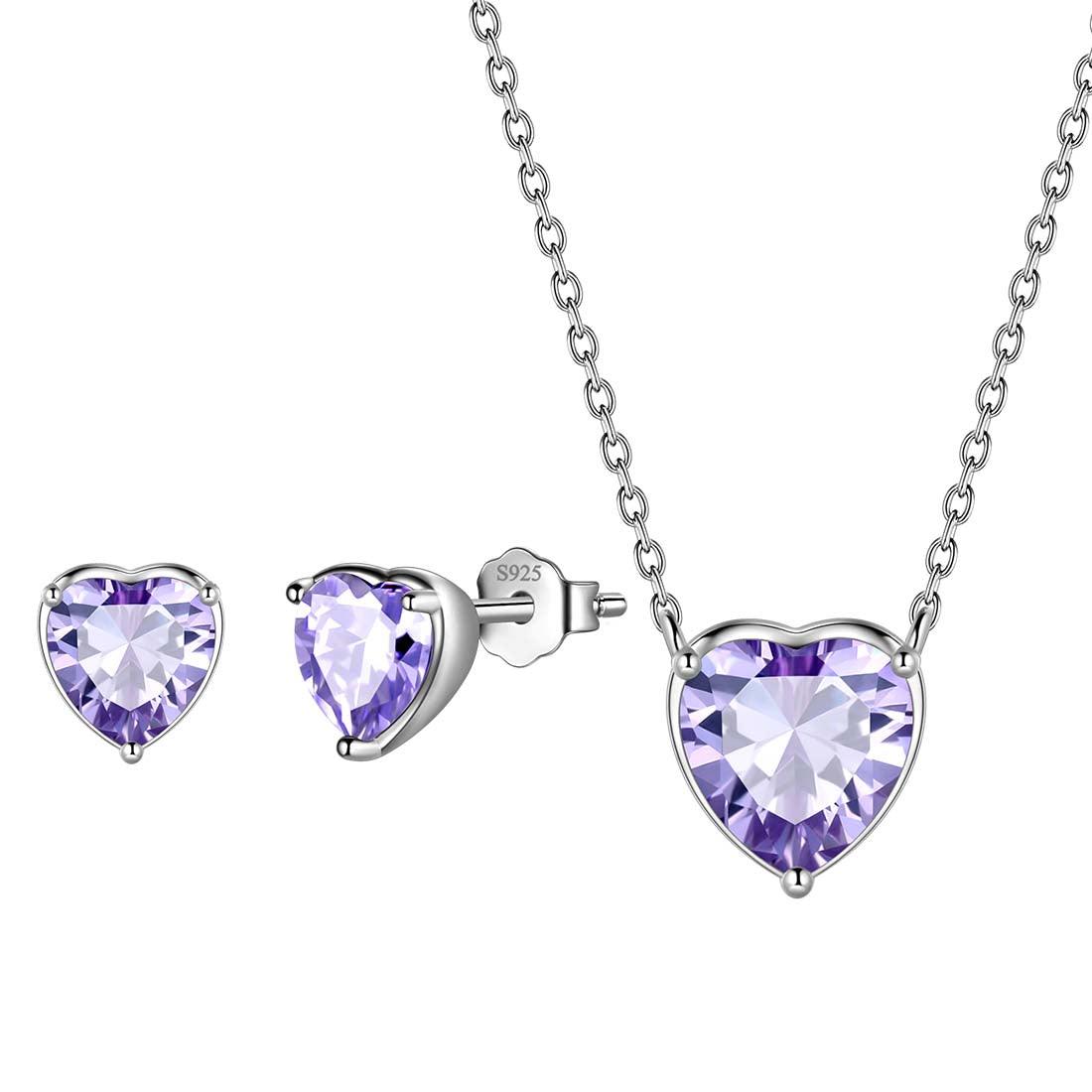 Tokyo Mart Women Hearts Jewelry Sets 3PCS Birthstone Girls Jewelry Birthday Gift Sterling Silver