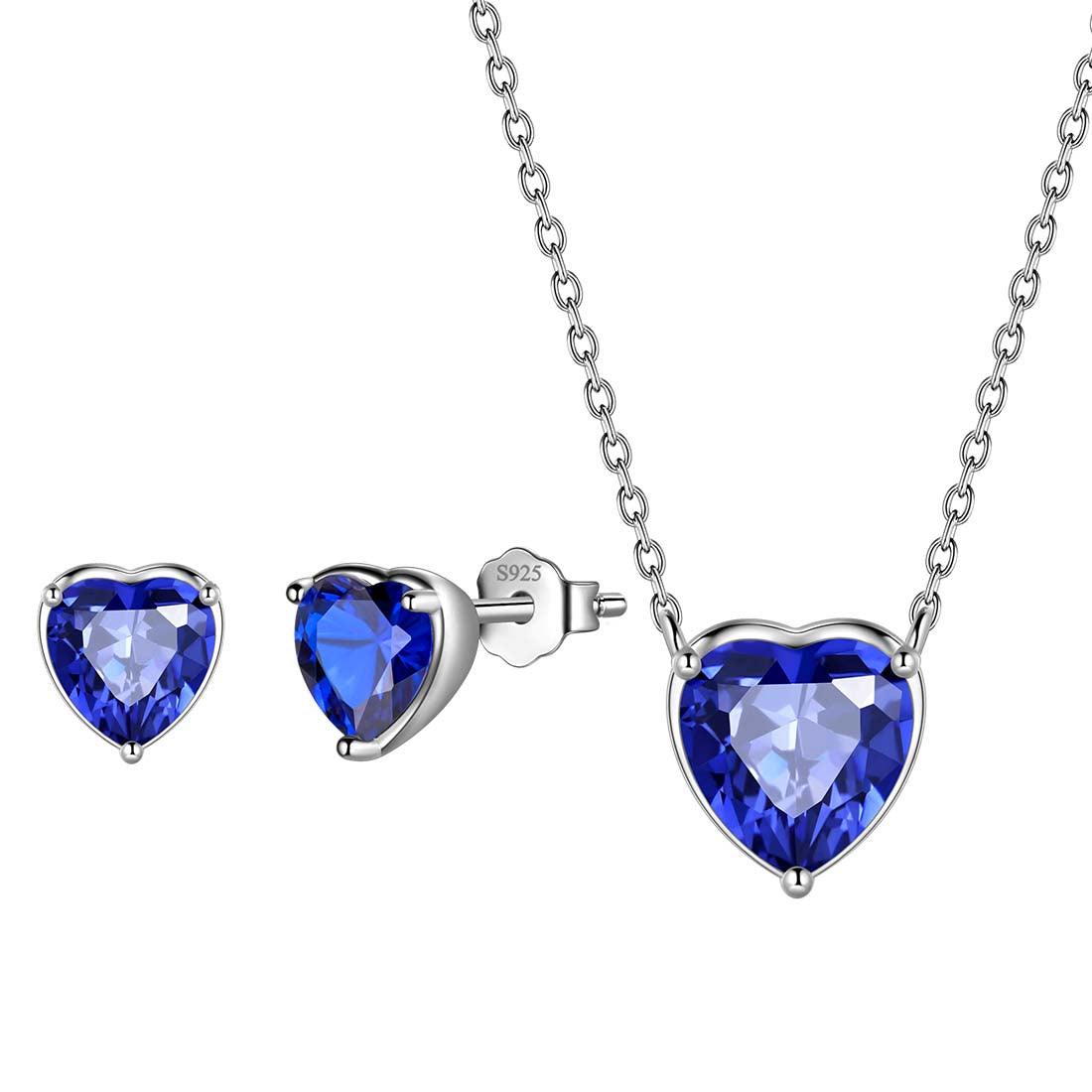 Tokyo Mart Women Hearts Jewelry Sets 3PCS Birthstone Girls Jewelry Birthday Gift Sterling Silver