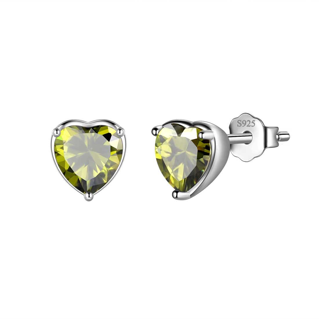 Tokyo Mart Women Hearts Studs Earring Birthstone Girls Jewelry Birthday Gift 925 Sterling Silver