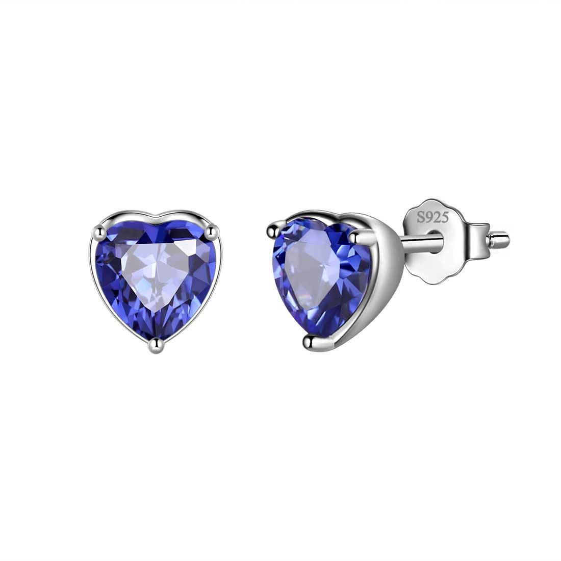 Tokyo Mart Women Hearts Studs Earring Birthstone Girls Jewelry Birthday Gift 925 Sterling Silver