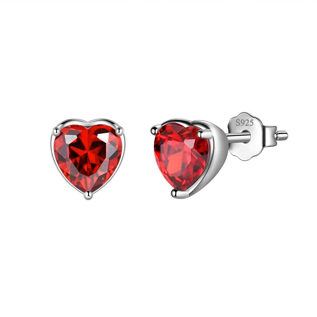 Tokyo Mart Women Hearts Studs Earring Birthstone Girls Jewelry Birthday Gift 925 Sterling Silver