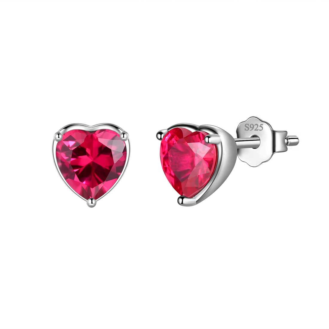 Tokyo Mart Women Hearts Studs Earring Birthstone Girls Jewelry Birthday Gift 925 Sterling Silver