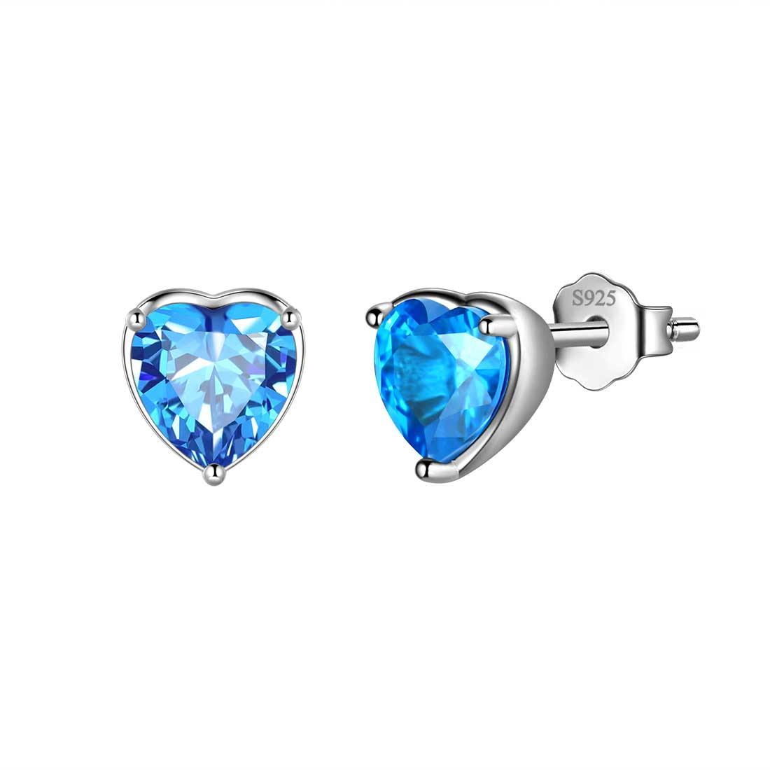 Tokyo Mart Women Hearts Studs Earring Birthstone Girls Jewelry Birthday Gift 925 Sterling Silver