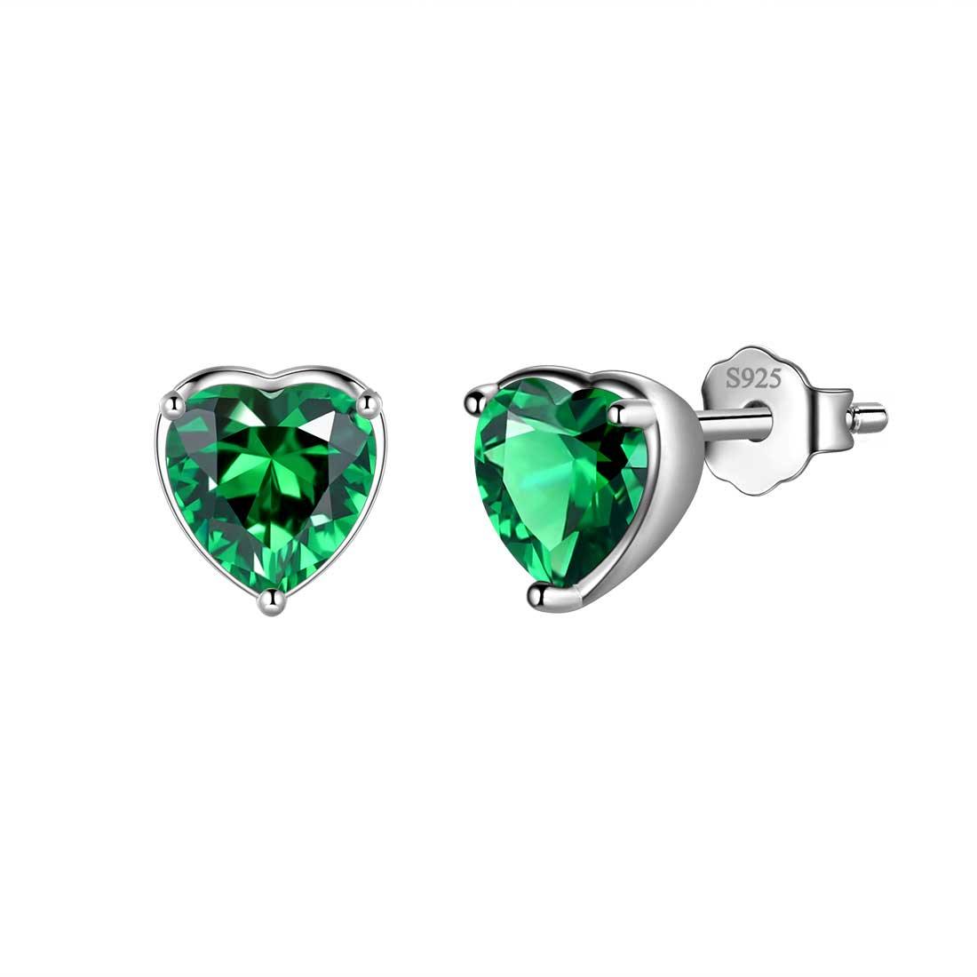 Tokyo Mart Women Hearts Studs Earring Birthstone Girls Jewelry Birthday Gift 925 Sterling Silver