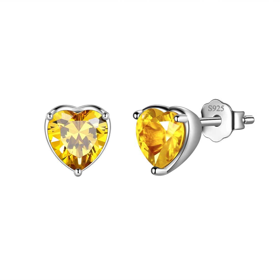 Tokyo Mart Women Hearts Studs Earring Birthstone Girls Jewelry Birthday Gift 925 Sterling Silver