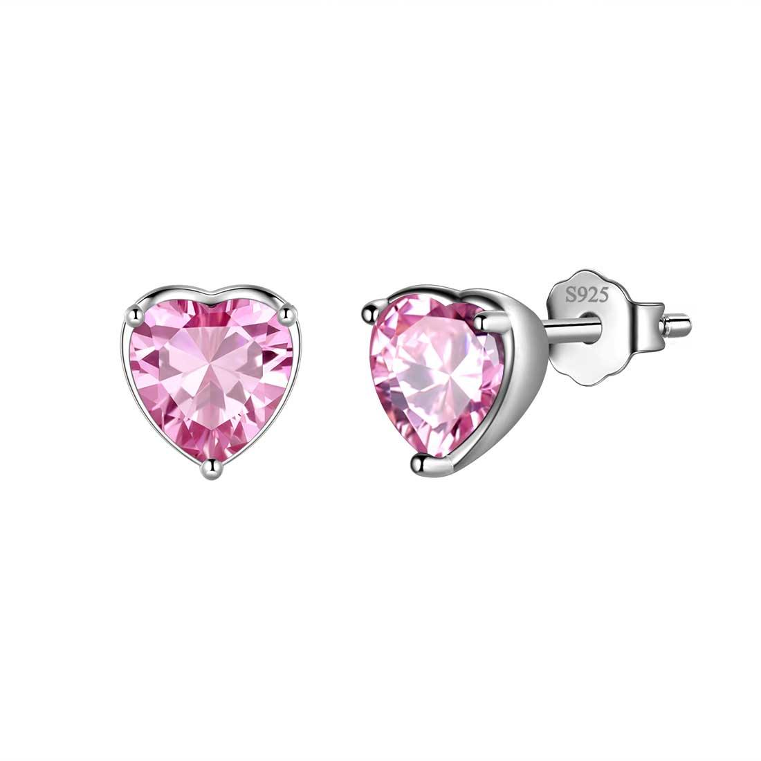 Tokyo Mart Women Hearts Studs Earring Birthstone Girls Jewelry Birthday Gift 925 Sterling Silver