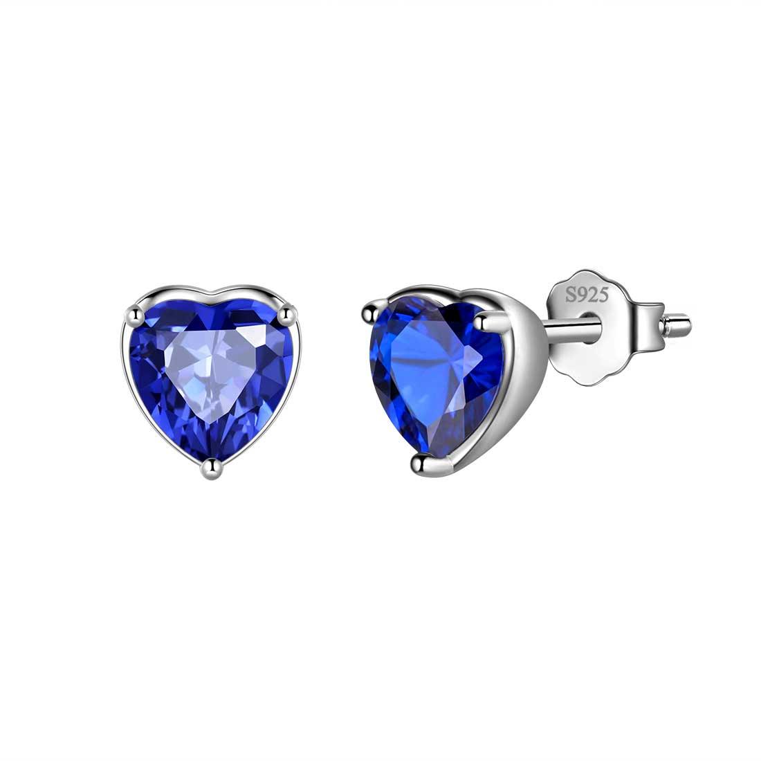 Tokyo Mart Women Hearts Studs Earring Birthstone Girls Jewelry Birthday Gift 925 Sterling Silver