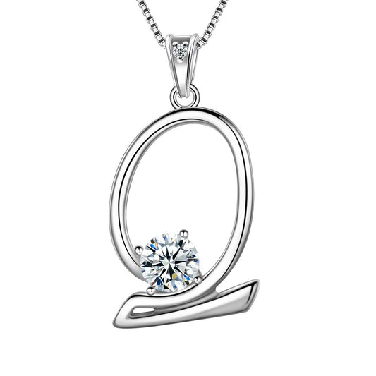 Tokyo Mart Women Initial Q Letter Pendant Necklace Girl Name Jewelry Gift 925 Sterling Silver