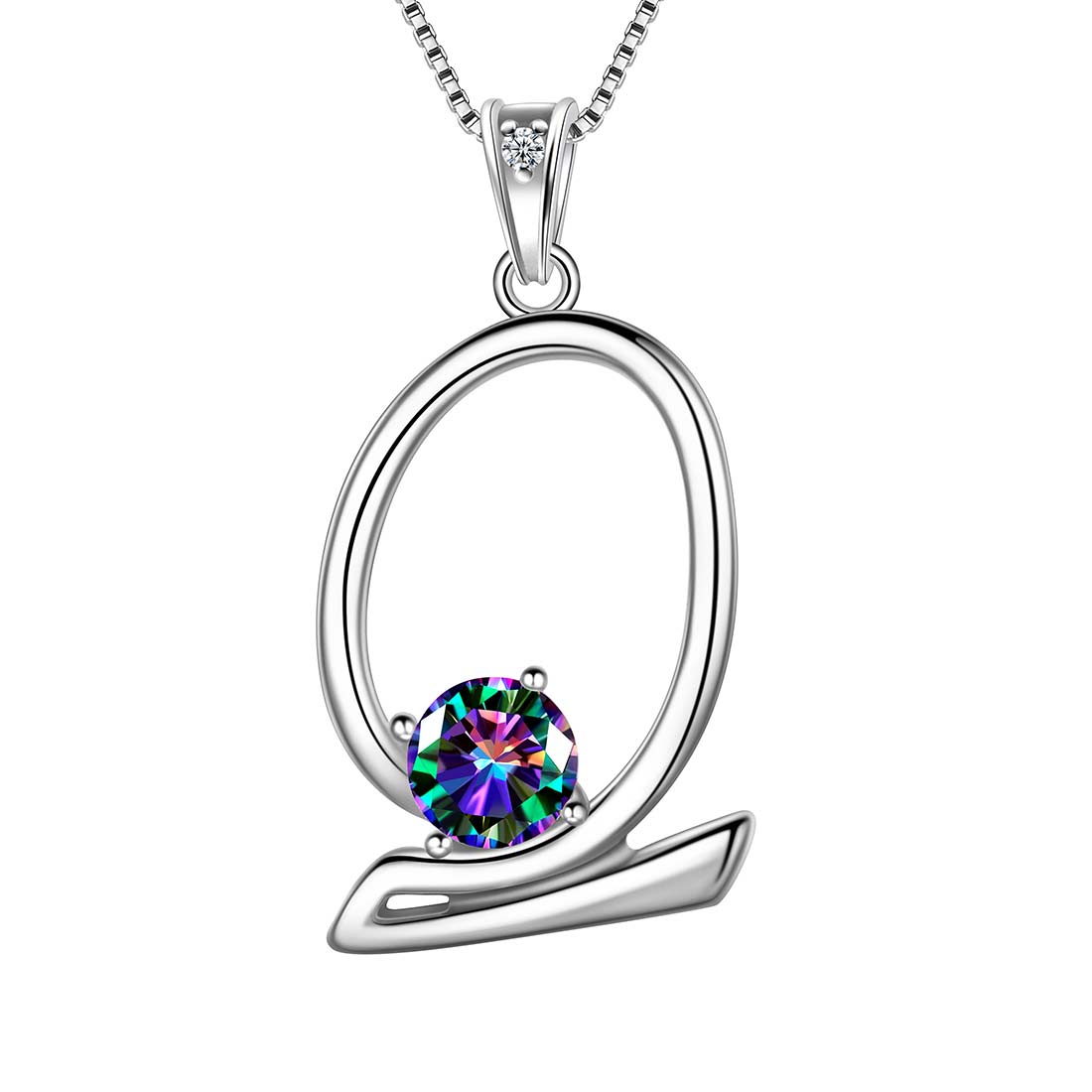 Tokyo Mart Women Initial Q Letter Pendant Necklace Girl Name Jewelry Gift 925 Sterling Silver