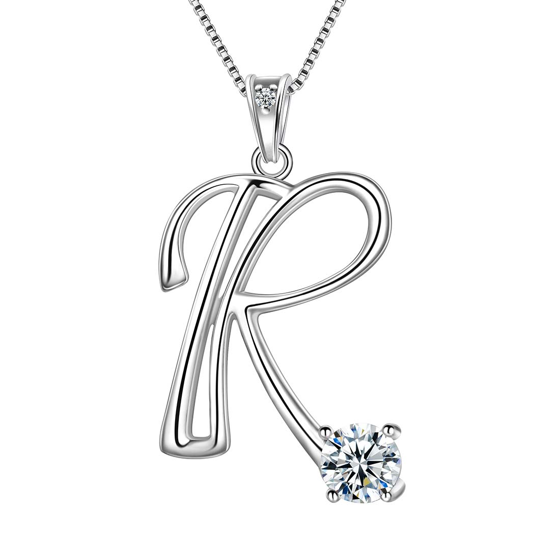 Tokyo Mart Women Initial R Letter Pendant Necklace Girl Name Jewelry Gift 925 Sterling Silver