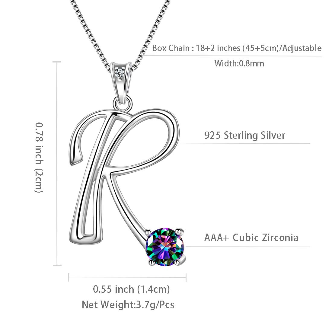 Tokyo Mart Women Initial R Letter Pendant Necklace Girl Name Jewelry Gift 925 Sterling Silver