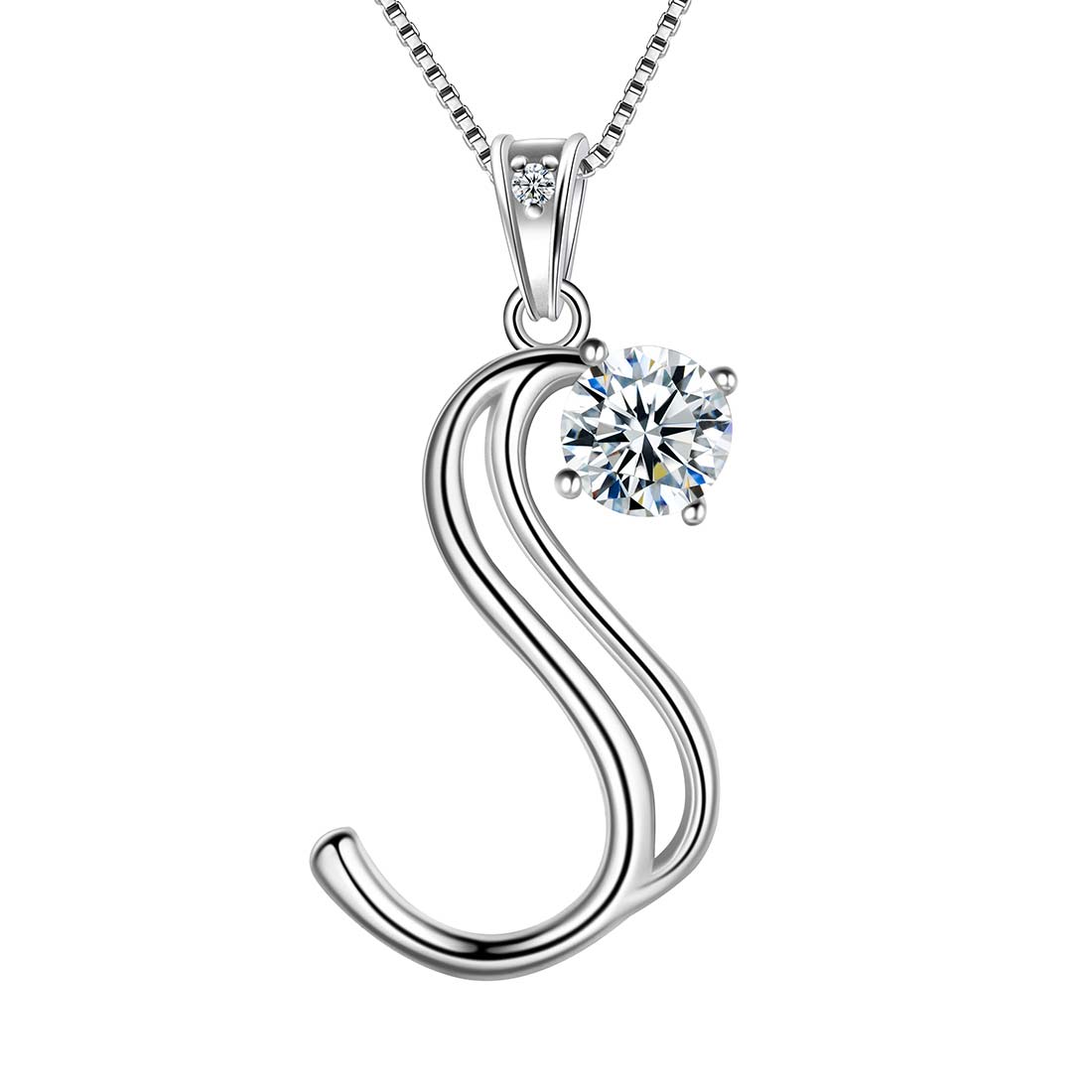 Tokyo Mart Women Initial S Letter Pendant Necklace Girl Name Jewelry Gift 925 Sterling Silver