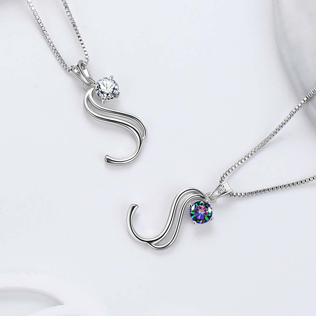 Tokyo Mart Women Initial S Letter Pendant Necklace Girl Name Jewelry Gift 925 Sterling Silver