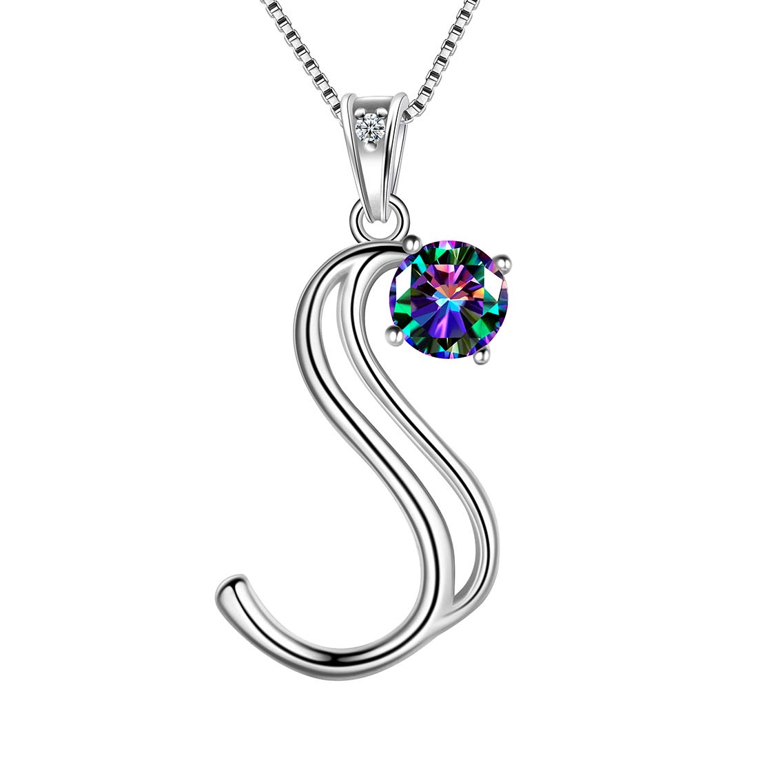 Tokyo Mart Women Initial S Letter Pendant Necklace Girl Name Jewelry Gift 925 Sterling Silver