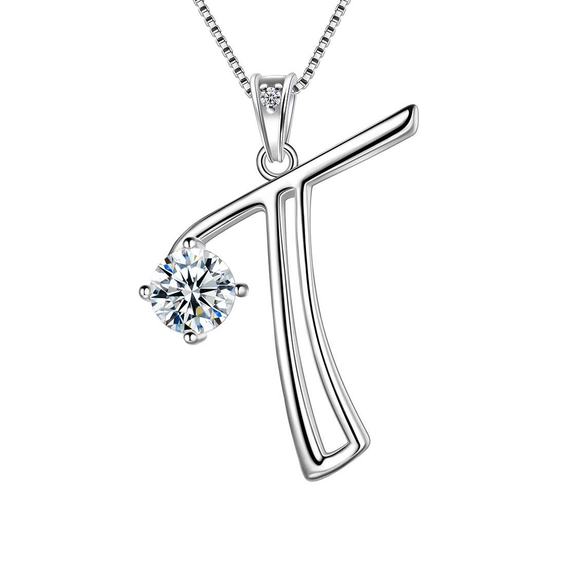 Tokyo Mart Women Initial T Letter Pendant Necklace Girl Name Jewelry Gift 925 Sterling Silver