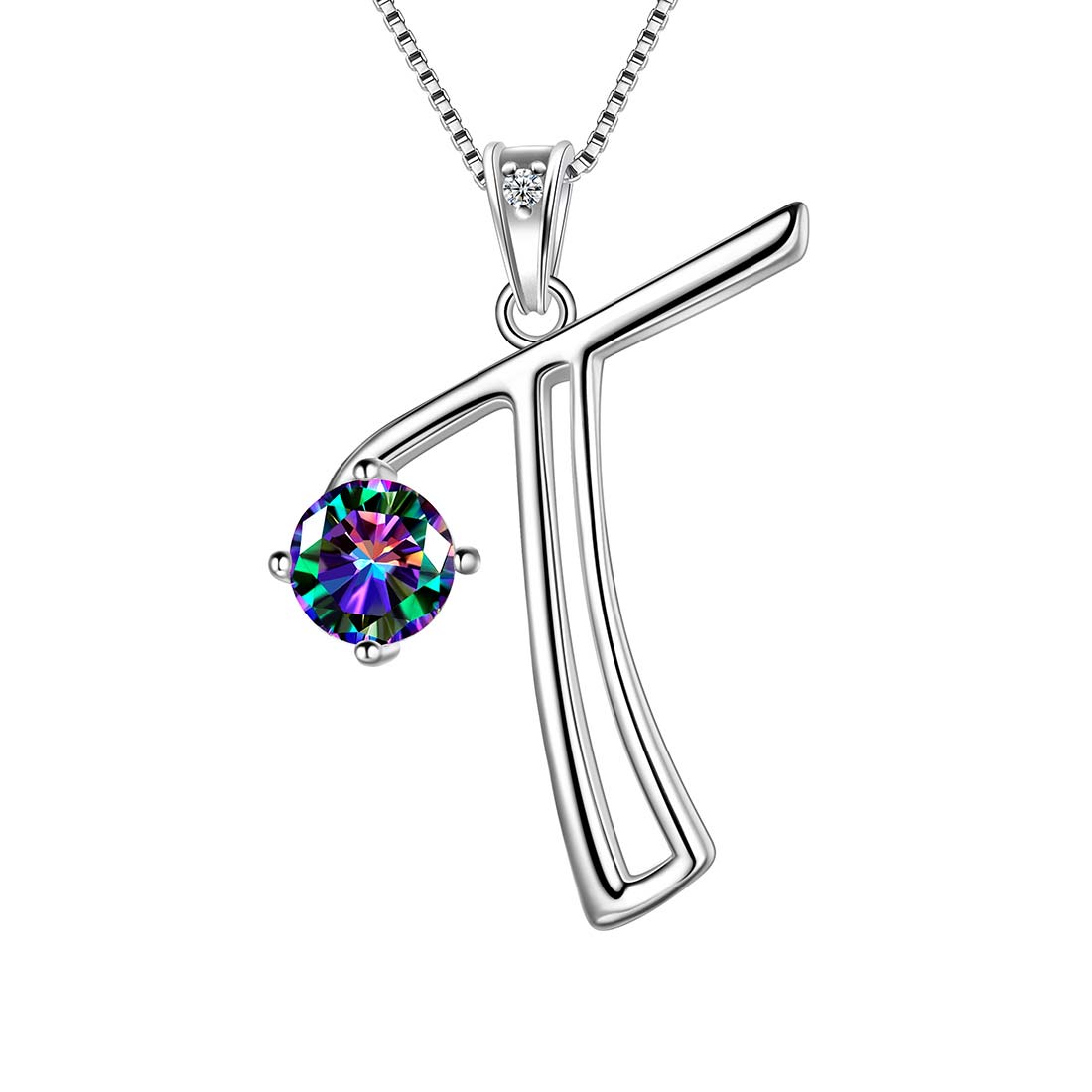 Tokyo Mart Women Initial T Letter Pendant Necklace Girl Name Jewelry Gift 925 Sterling Silver